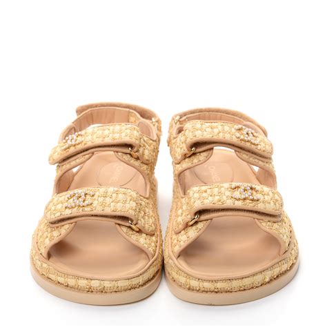 chanel raffia sandals|chanel sandals real real.